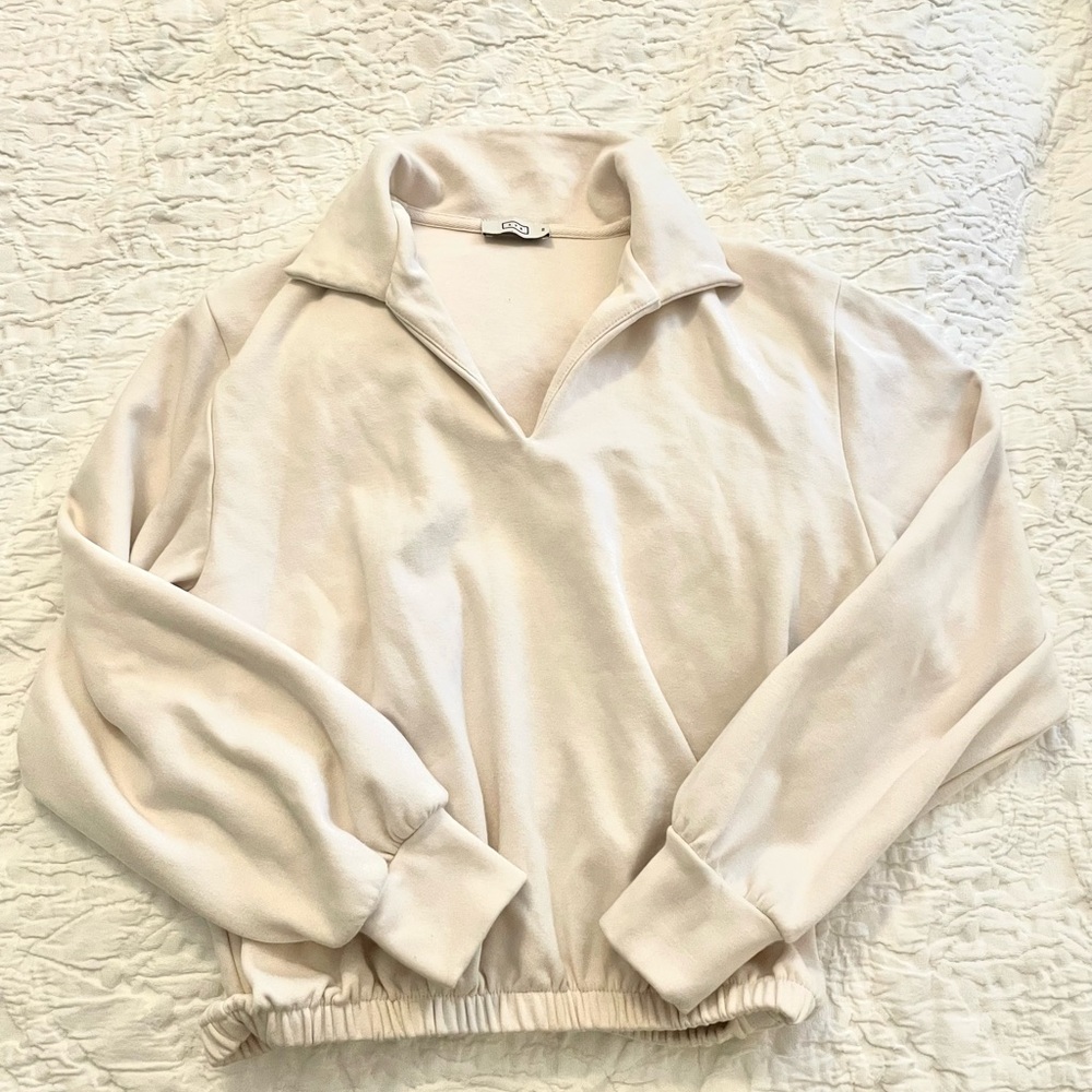 AYR Cropped Sweatshirt (Pima cotton, cream) size XS